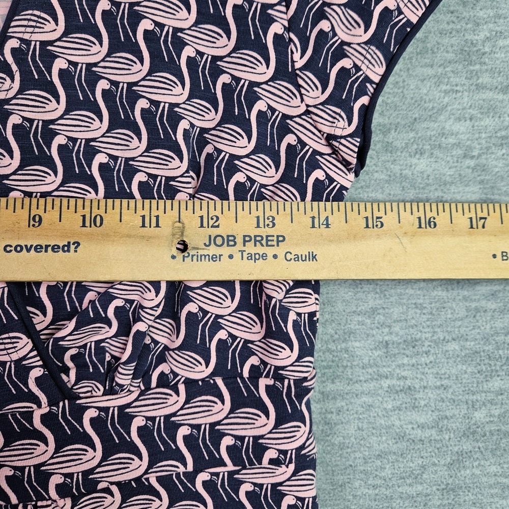 Boden Navy Pink Flamingo Print Jersey Dress V-neck Casual Women's Size US 2 UK 6 - Picture 4 of 8